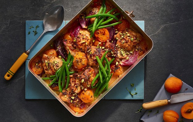 Summer Stone Fruit & Chicken Tray Bake